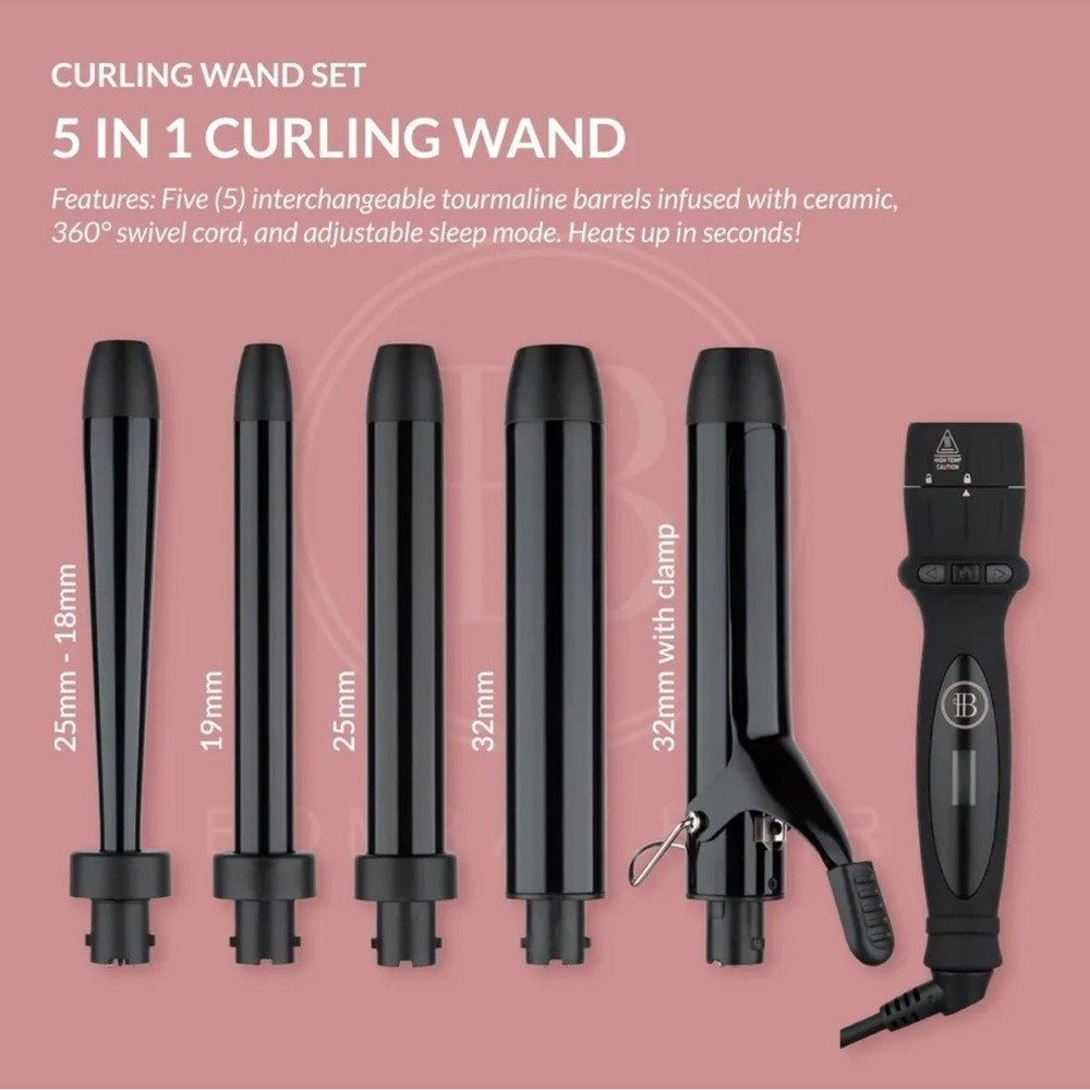 Bombay Hair 5-in-1 Curling Wand. Everything included. Never used.